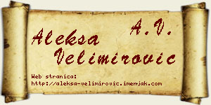 Aleksa Velimirović vizit kartica